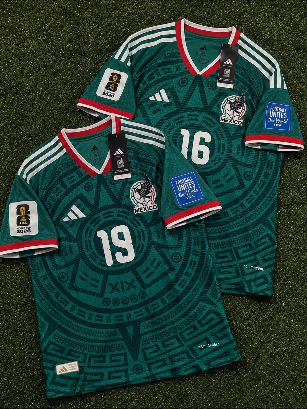 Adidas Mexico Authentic Home Jersey Bundle #16 and #19 Player Version World Cup
